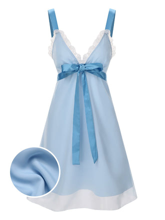 [Pré-vente] Chemise de nuit patchwork en dentelle bleu clair des années 1950