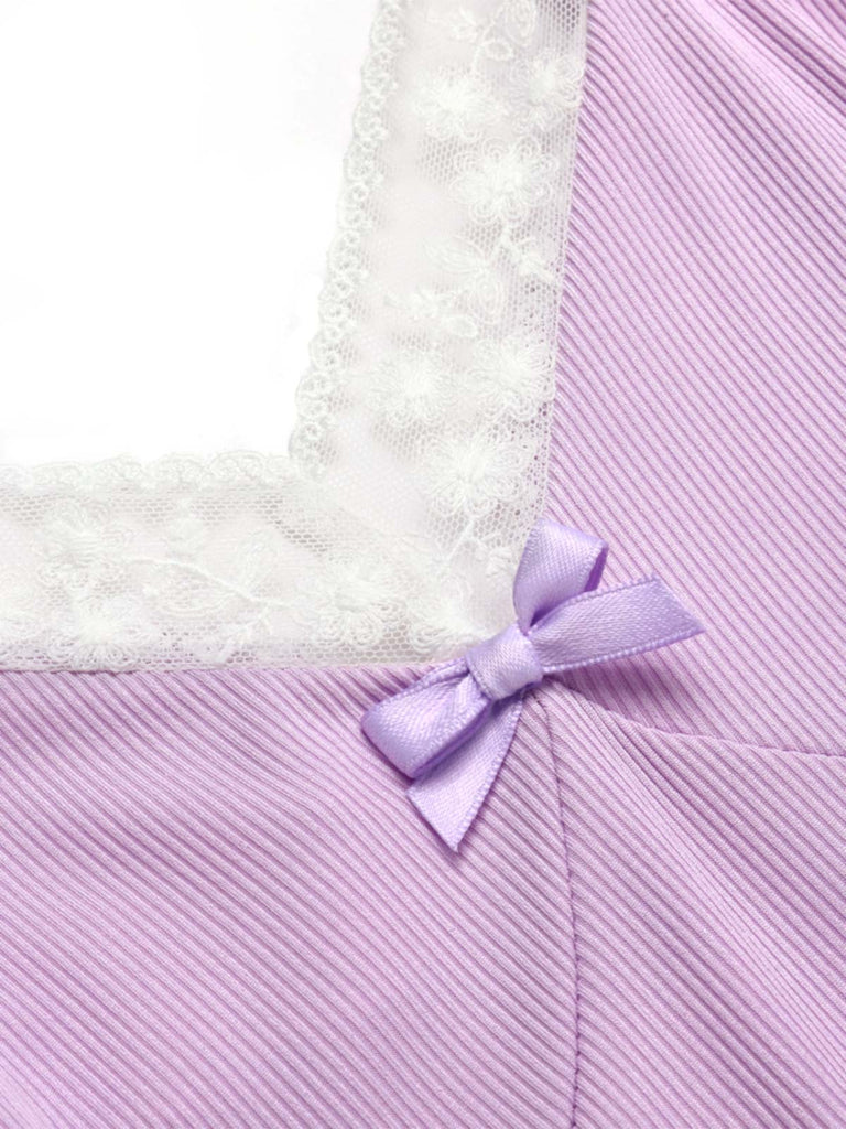 [Prévente] Nuisette en dentelle violette col en V des années 1930