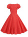 Robe pois rouge col en cœur avec nœud années 1950