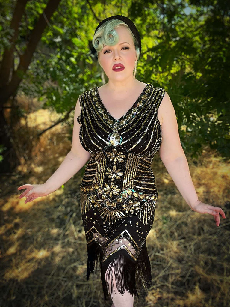 Robe Charleston Vintage Année 20 Gatsby à Franges Paillettes Soirée Cocktail