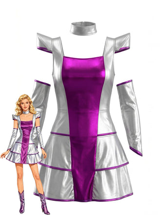 Robe Trapèze Dos Nu à Rayures Color Block avec Ceinture années '60