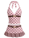 Ensemble Tankini Dos Nu à Pois Rose années 50