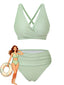 Ensemble bikini taille haute croisé uni années 1950