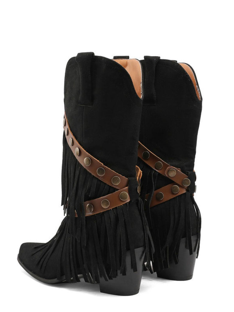 Vintage Denim Western Heels - vintage shoes, retro heels