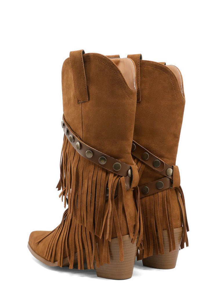 Vintage Denim Western Heels - vintage shoes, retro heels