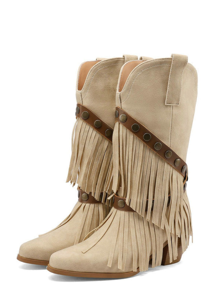 Vintage Denim Western Heels - vintage shoes, retro heels