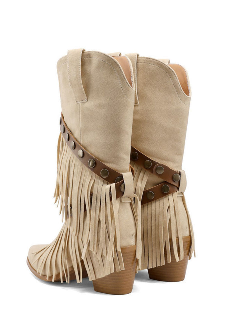 Vintage Denim Western Heels - vintage shoes, retro heels