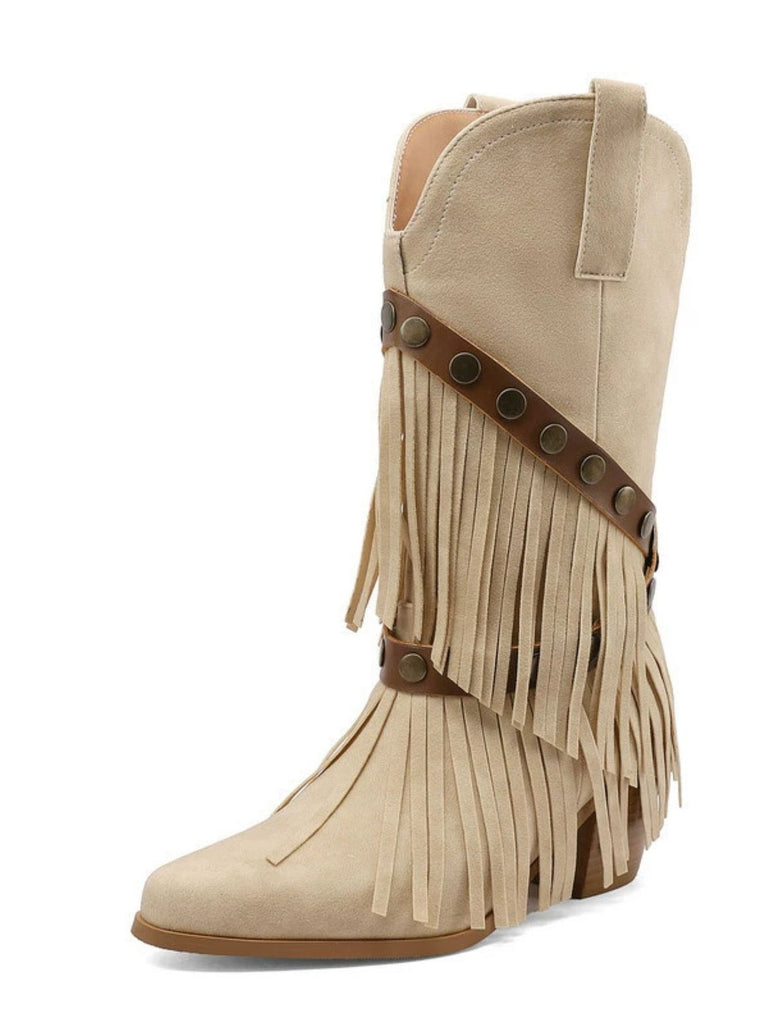 Vintage Denim Western Heels - vintage shoes, retro heels