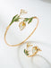 Ensemble Bracelet Manchette et Bague Floral Vintage