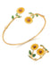 Ensemble Bracelet Manchette et Bague Floral Vintage