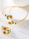 Ensemble Bracelet Manchette et Bague Floral Vintage