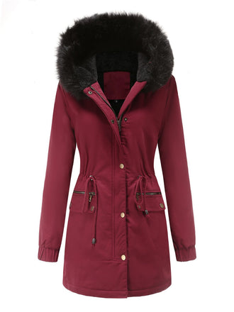 Manteau Années 50 Garnie de Fourrure Synthétique à Boucle