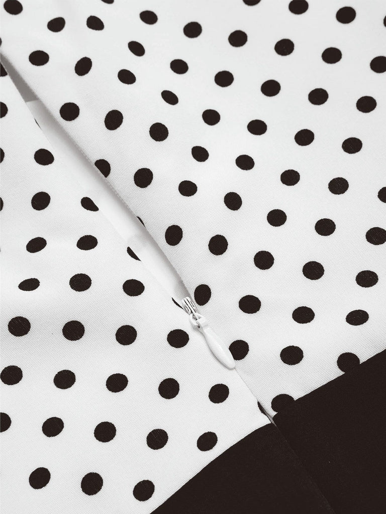 [Prévente] Robe sirène blanche à pois et volants années 1930