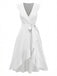 Col V Uni à Volants Ourlet Tie-Up Robe Années 1930 9