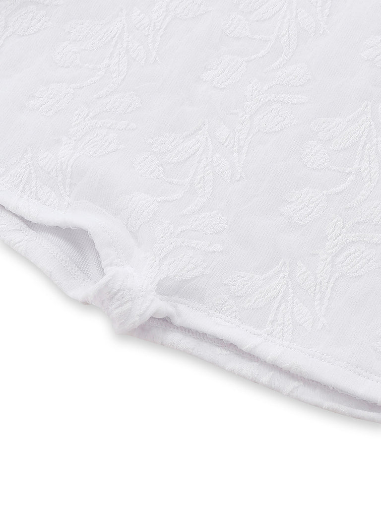 Close-up of textured white fabric on a white background