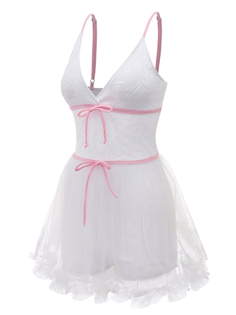 White-1940s-Jacquard-Mesh-Skirt-Swimsuit-Detail-Side-View