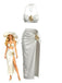 Dos-Nu Satin Matériel Froncé Ensemble Bikini & Cache Maillot Blanche Années 1950