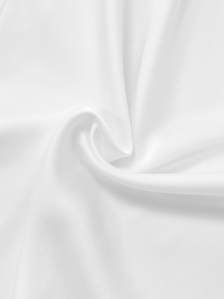 Chemise de Nuit Maxi en Satin Dentelle Strass Fendue Blanc Années 50