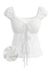 [Prévente] Blouse en Pur Coton à Pois et Nœud Blanc Années 1970