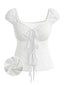 [Prévente] Blouse blanche pur coton pois et nœud papillon années 70