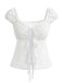 [Prévente] Blouse en Pur Coton à Pois et Nœud Blanc Années 1970 2