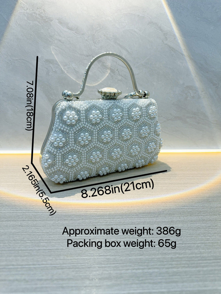 Blanc Vintage Perle Pochette Bags Années 1970 3