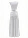 White 2PCS 1930s Off-Shoulder Top & Slit Ruched Maxi Skirt-back-view