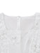 White vintage dress with floral embroidered lace and square neckline in 1950s retro style