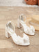 Nœud Perle Bride Bloc Talon Mariage Sandales Blanche 4