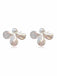 Boucles d'Oreilles Puces Fleur en Résine Perlée Blanches