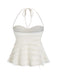 Y2K Uni Texturé Halter Froncé Babydoll Haut 2