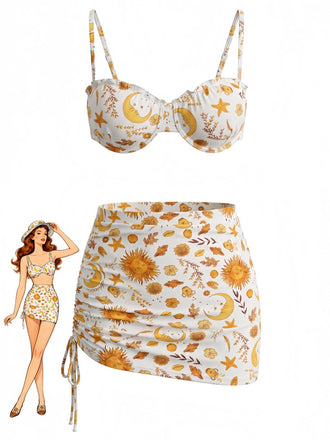 Ensemble Bikini Floral Tropical Dos Nu Croisé années '40