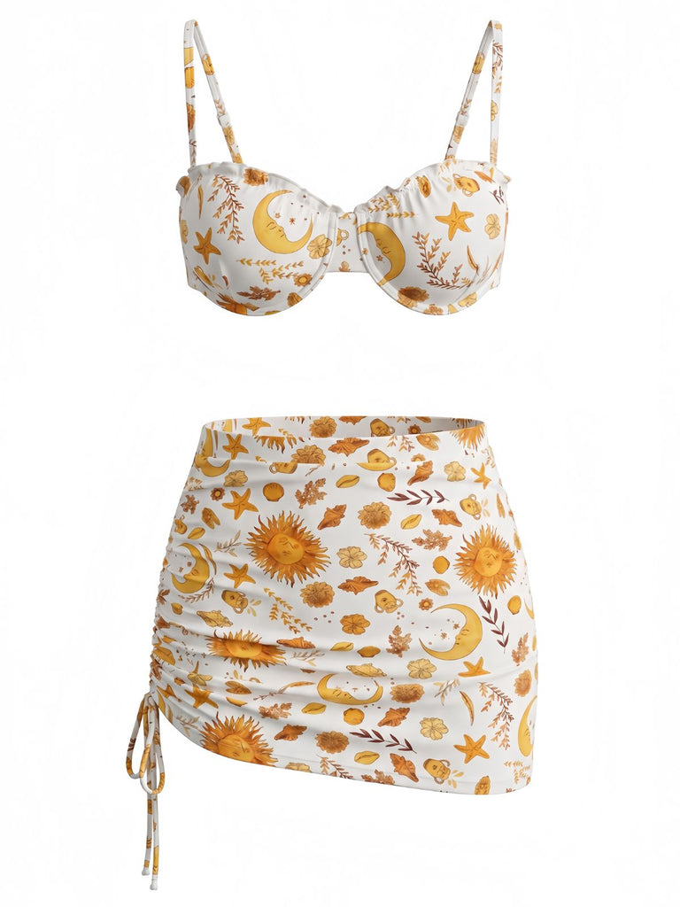 Ensemble Bikini Floral Tropical Dos Nu Croisé années '40 2