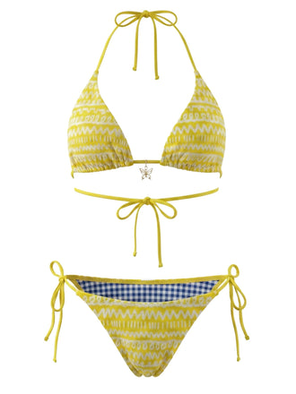 Ensemble Bikini Réversible Bicolore Jaune Années 80