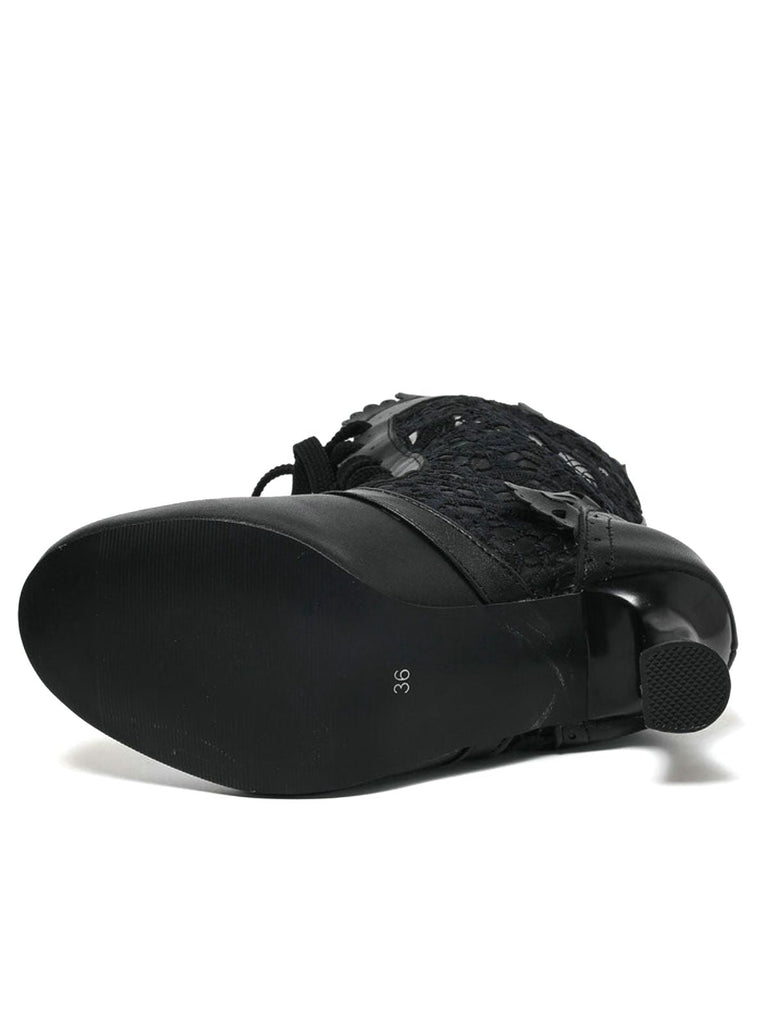 Bottines à lacets style victorien en dentelle à petits talons