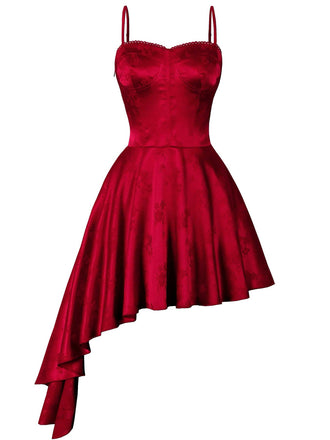 Robe asymétrique en satin à fines bretelles années 1980