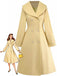 Manteau croisé à revers jaune des années 1930