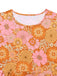 Robe fleurie orange hippie manches cloche des années 1960