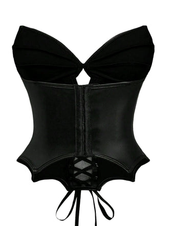Corset gothique en cuir noir style chauve-souris années 1970