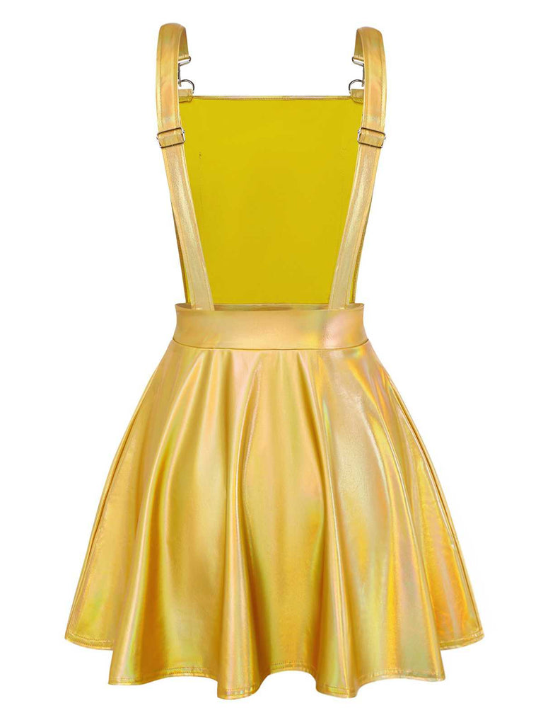 Robe à bretelles métallisée holographique années 1970