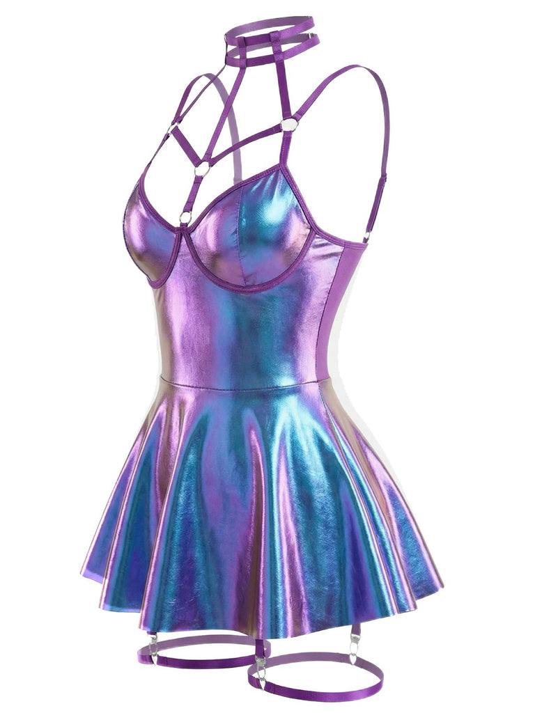 Nuisette dos nu en cuir verni années 1970