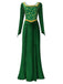 Green 1930s Shrek Medieval Style Embroidered Dress