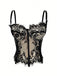 Haut court Corset steampunk noir en dentelle bretelles années 1980