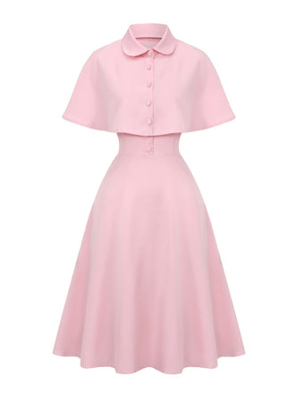 Robe capelet à revers uni des années 1950