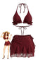 Ensemble bikini col halter et cache-maillot fleurie années 1960