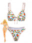 Ensemble bikini triangle blanc bretelles agrumes 1960s
