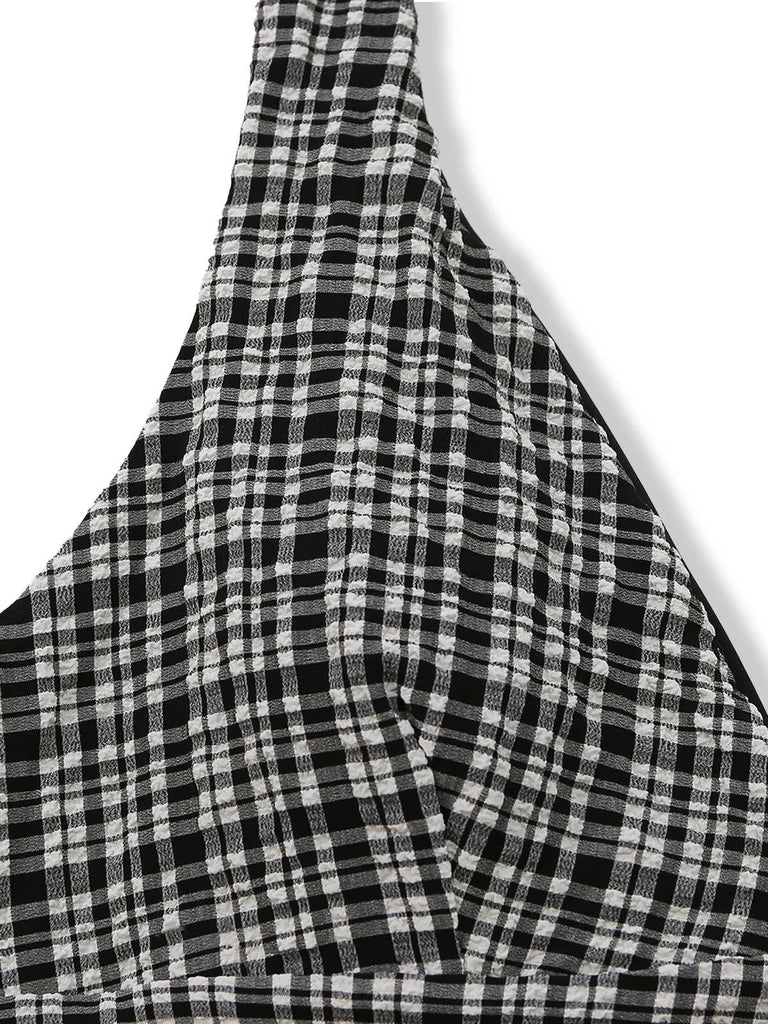 Black and white checkered fabric on a white background