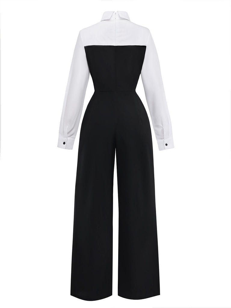 Black and white jumpsuit on a white background