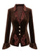 Blazer ajusté marron en velours à fleurs brodées et poignets évasés Années 1950 - 2