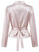 [Prévente] Blouse lavande en satin à col V, fronces et cordon années 1960 - 2